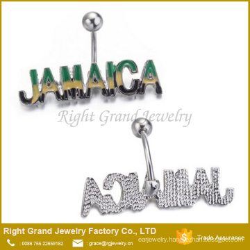 Popular Surgical Steel 14G Jamaica Enamel Belly Ring